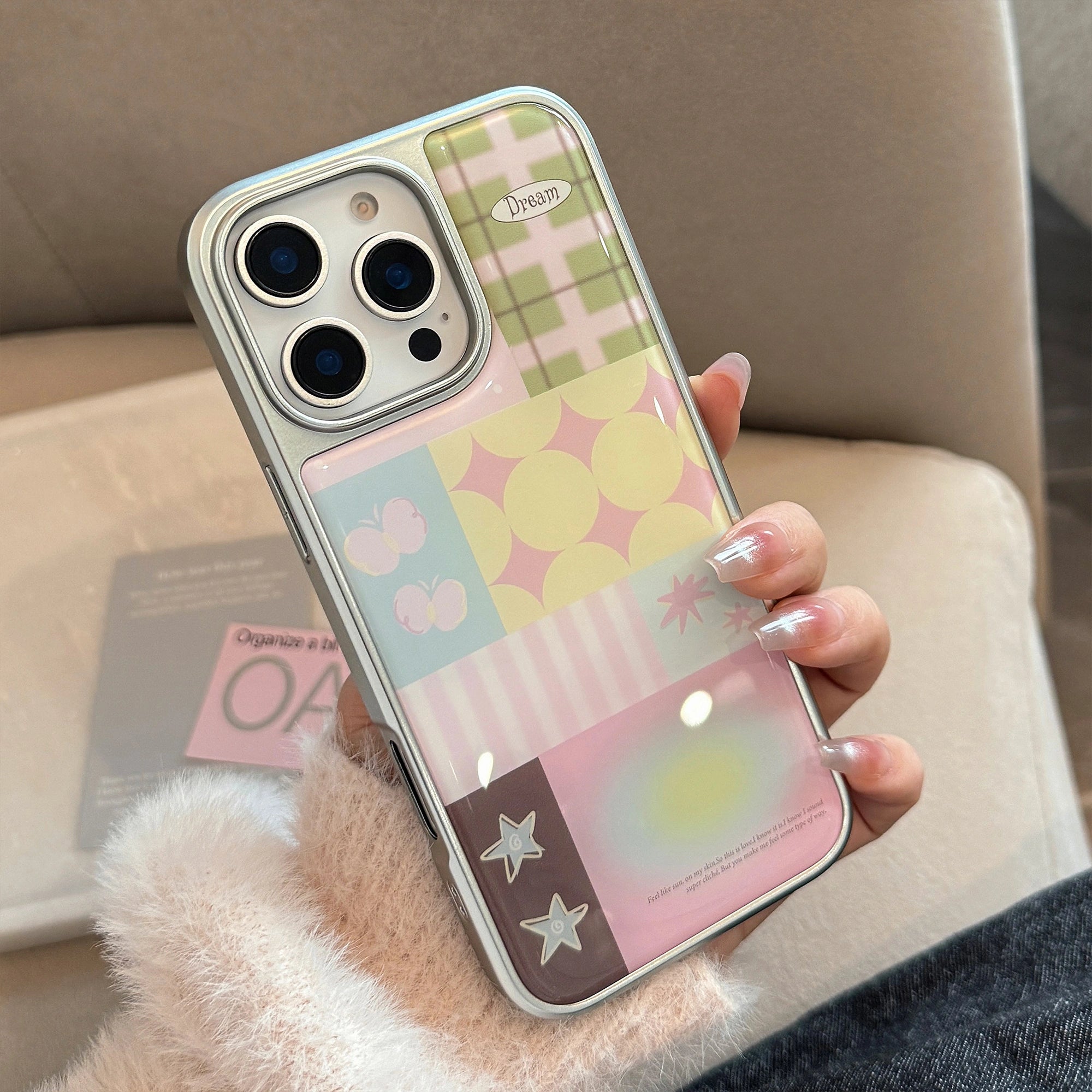 Pink Butterfly Grid - iPhone Case